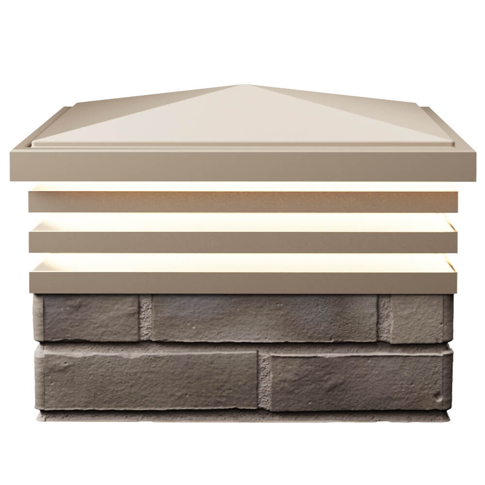 Колпак Zking Бона ХайТек Бежевый на столб 1.5х1.5 кирпича (385х385мм) с подсветкой в Нефтеюганске фото