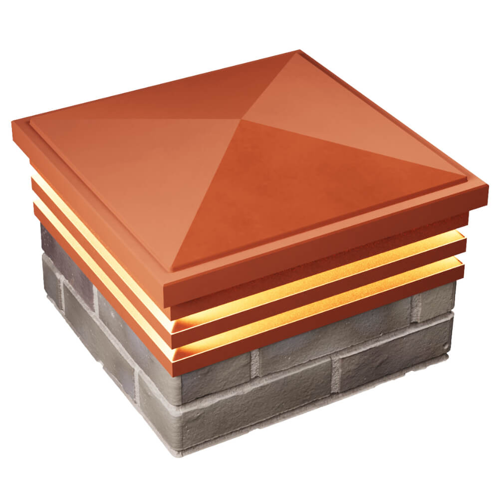 Колпак Zking Бона ХайТек Красный на столб 1.5х1.5 кирпича (385х385мм) с подсветкой в Нефтеюганске фото