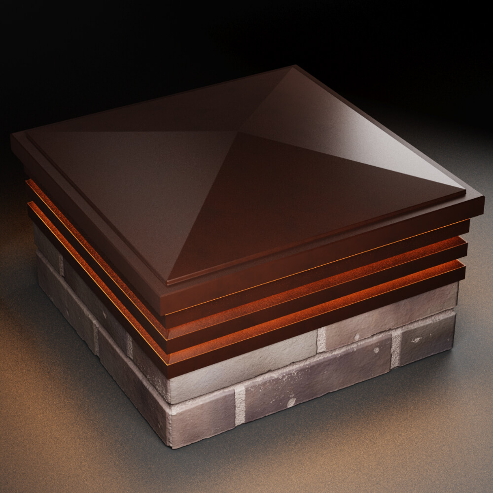 Колпак Zking Бона ХайТек Коричневый на столб 2х2 кирпича (513х513мм) с подсветкой в Нефтеюганске фото