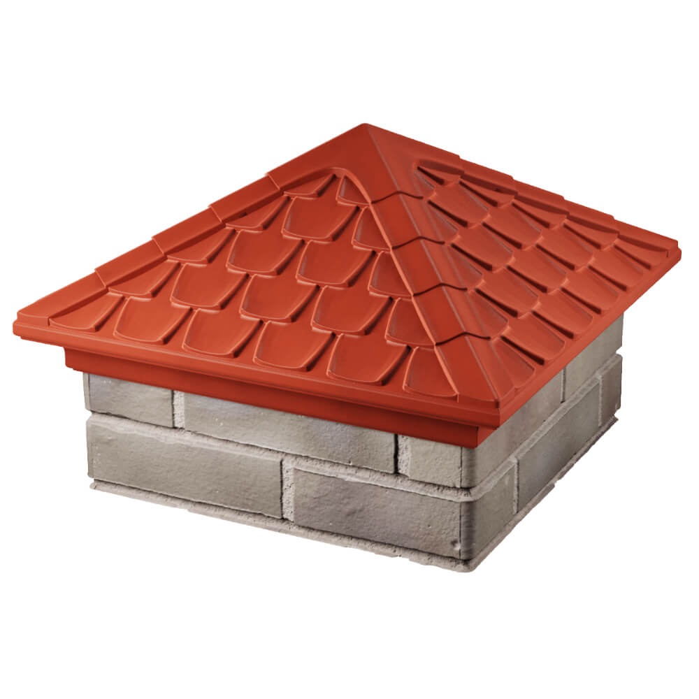 Колпак Zking Эльбрус Красный на столб 1.5х1.5 кирпича (385х385мм) в Нефтеюганске фото