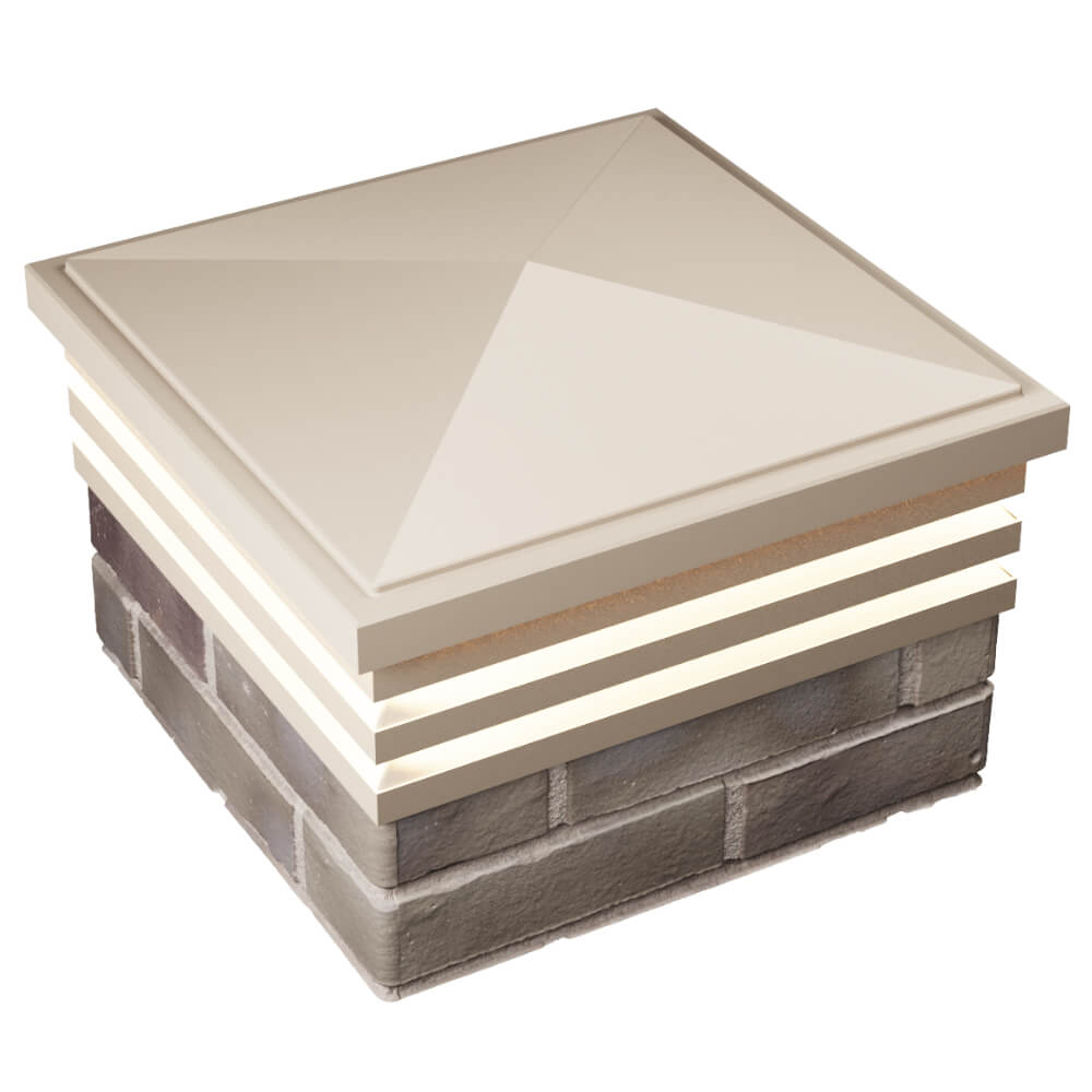 Колпак Zking Бона ХайТек Бежевый на столб 1.5х1.5 кирпича (385х385мм) с подсветкой в Нефтеюганске фото