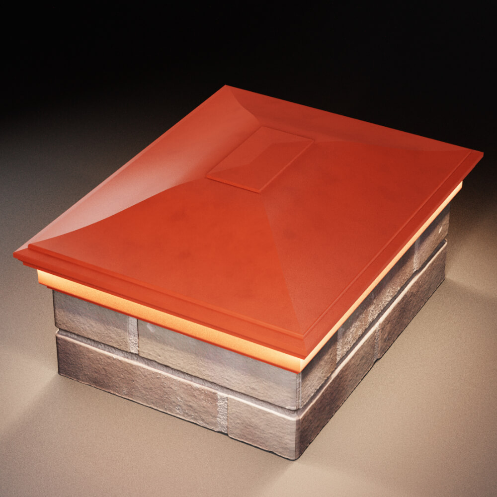 Колпак Zking Монблан Красный на столб 2х1.5 кирпича (515х385мм) c подсветкой в Нефтеюганске фото