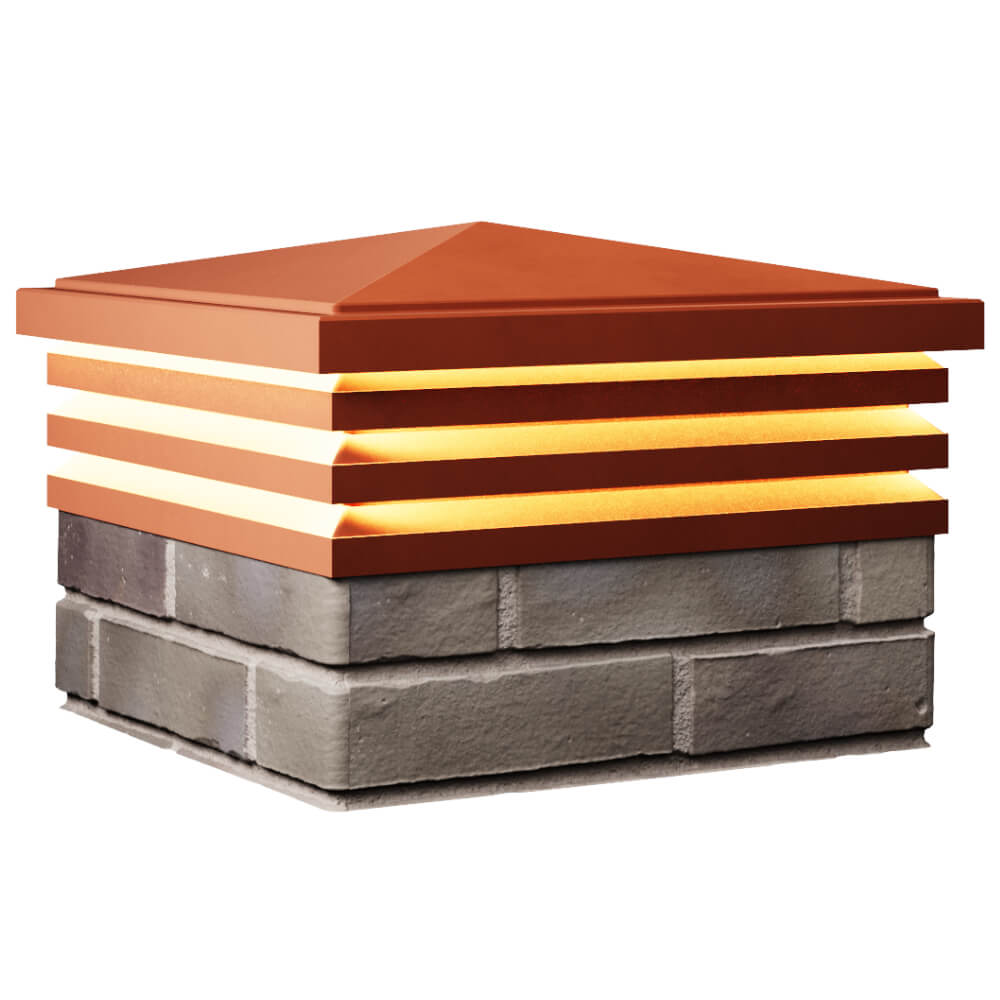 Колпак Zking Бона ХайТек Красный на столб 1.5х1.5 кирпича (385х385мм) с подсветкой в Нефтеюганске фото