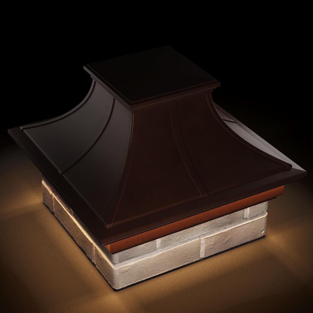 Колпак Zking Монблан Премиум Коричневый на столб 1.5х1.5 кирпича (385х385мм) с подсветкой в Нефтеюганске фото
