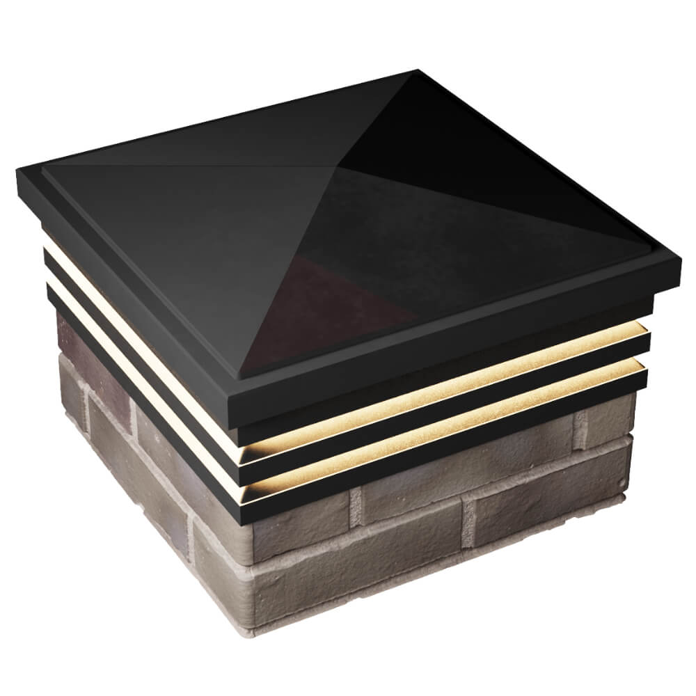 Колпак Zking Бона ХайТек Черный на столб 1.5х1.5 кирпича (385х385мм) с подсветкой в Нефтеюганске фото