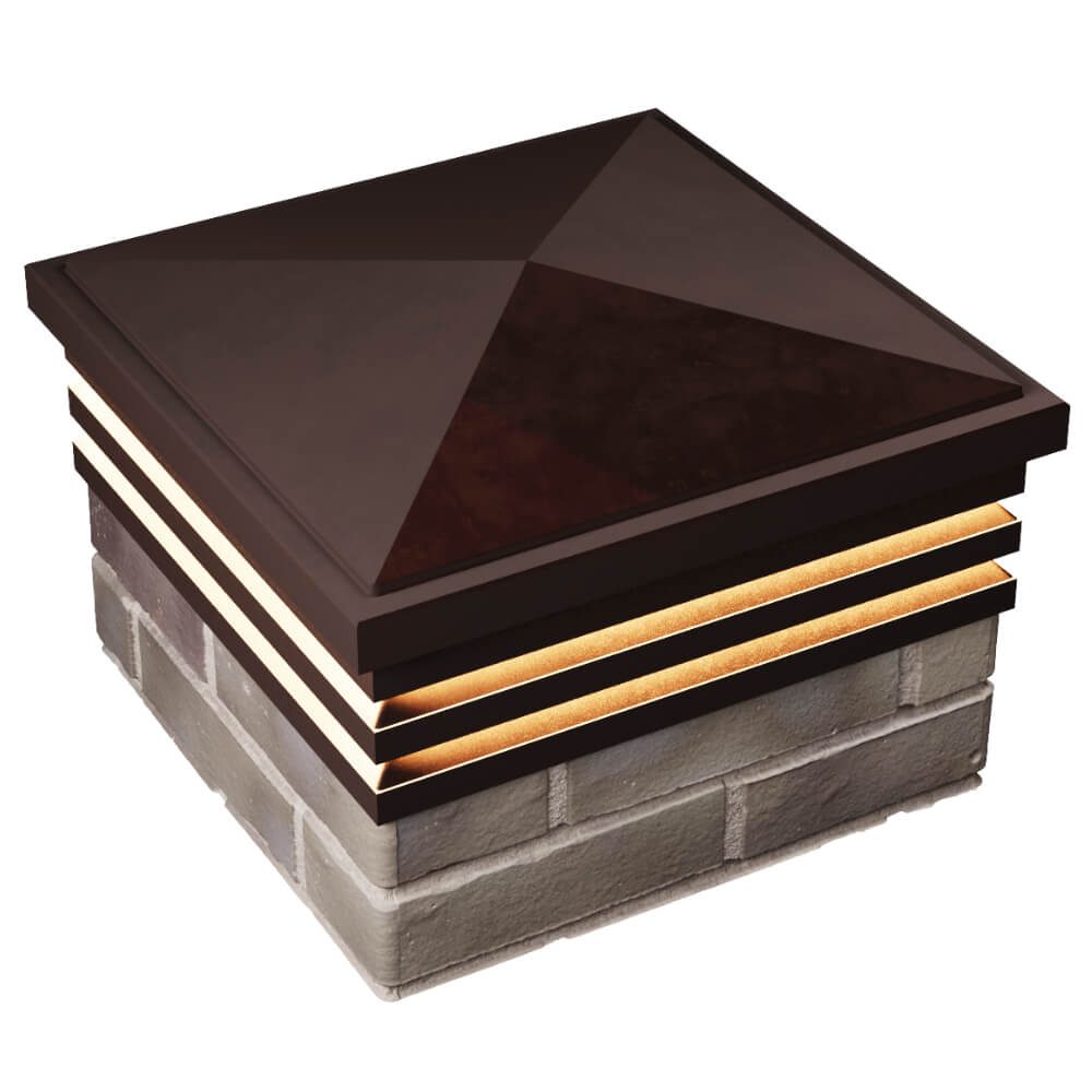 Колпак Zking Бона ХайТек Коричневый на столб 1.5х1.5 кирпича (385х385мм) с подсветкой в Нефтеюганске фото