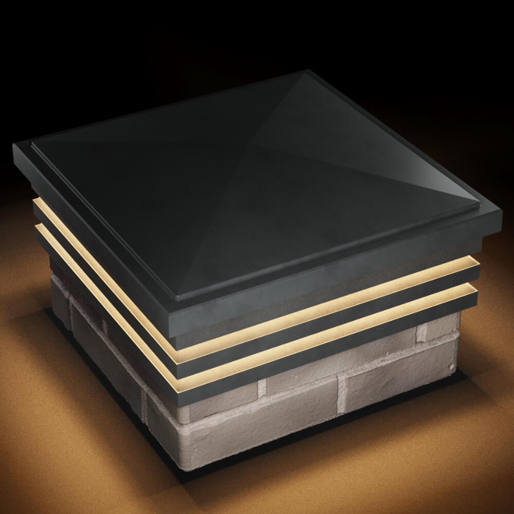 Колпак Zking Бона ХайТек Серый на столб 1.5х1.5 кирпича (385х385мм) с подсветкой в Нефтеюганске фото