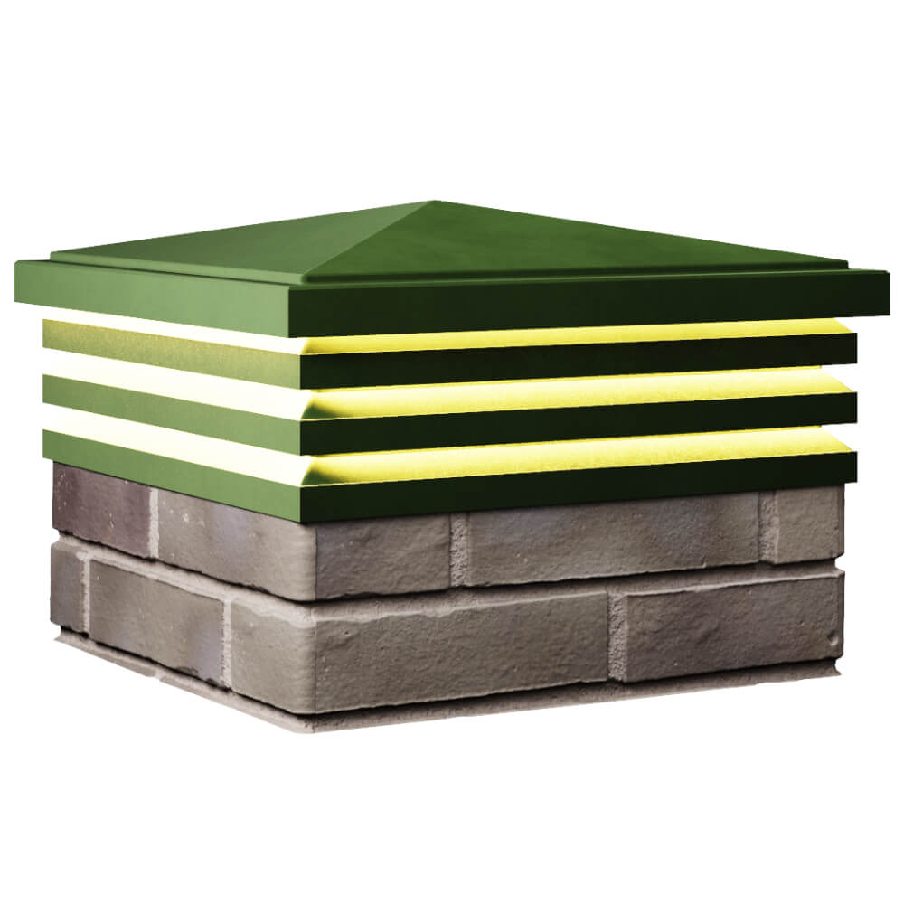 Колпак Zking Бона ХайТек Зеленый на столб 1.5х1.5 кирпича (385х385мм) с подсветкой в Нефтеюганске фото