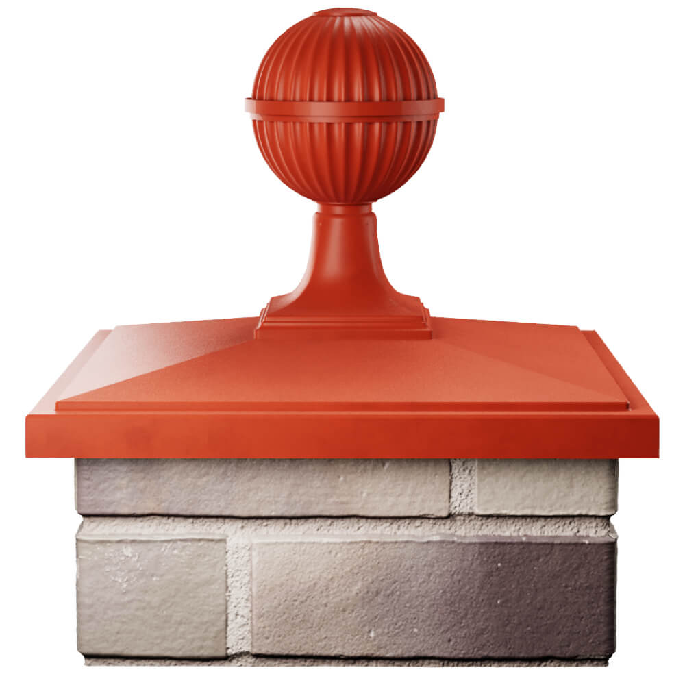 Колпак Zking БонаМоно Красный с шаром на столб 1.5х1.5 кирпича (385х385, 400х400мм) в сборе Нефтеюганск фото