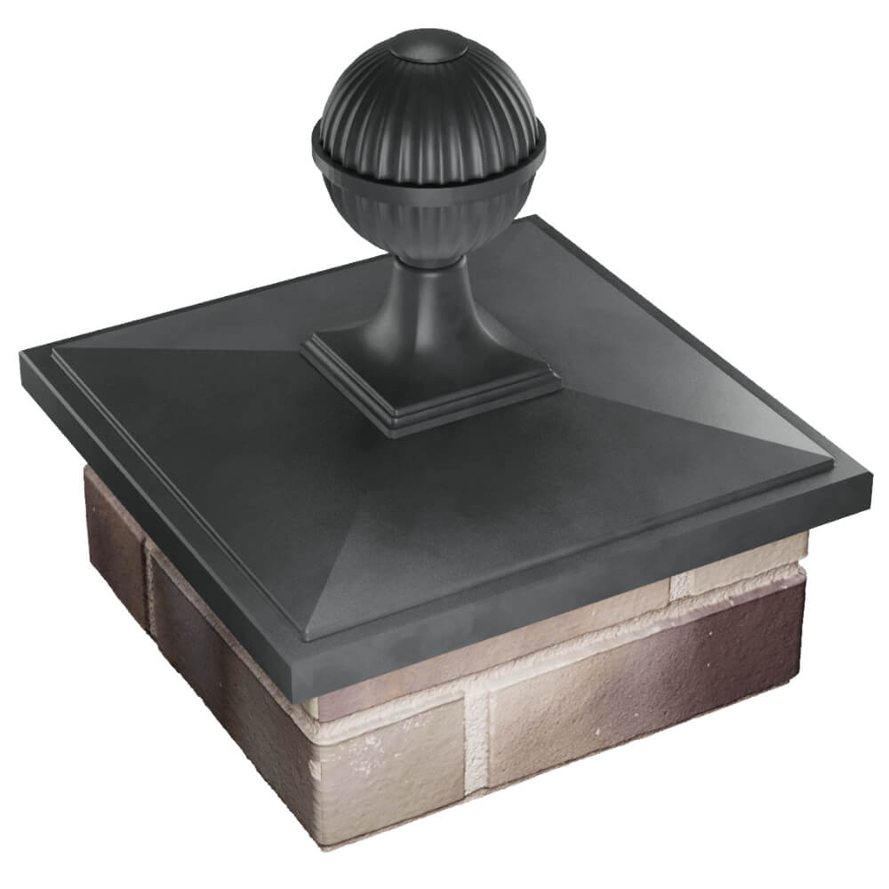Колпак Zking БонаМоно Серый с шаром на столб 1.5х1.5 кирпича (385х385, 400х400мм) в сборе в Нефтеюганске фото