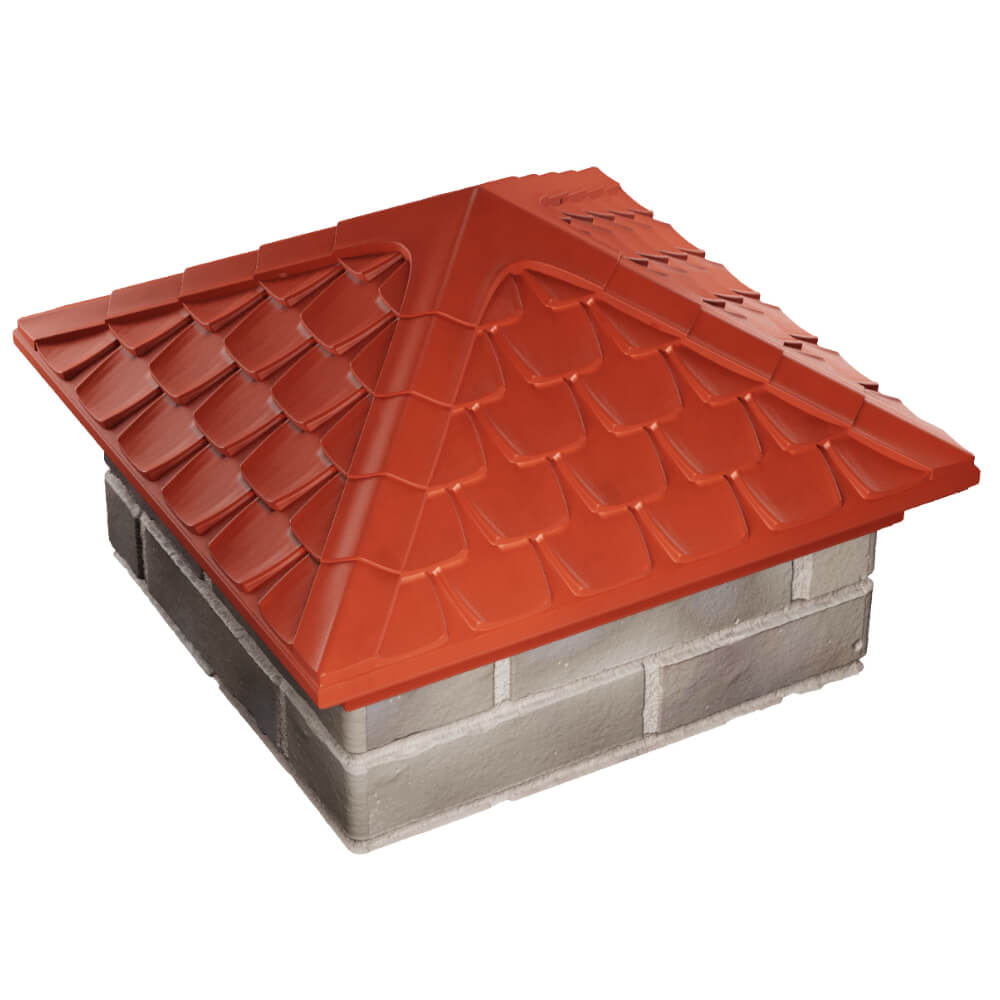 Колпак Zking Эльбрус Красный на столб 1.5х1.5 кирпича (385х385мм) в Нефтеюганске фото