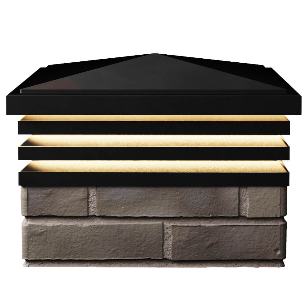 Колпак Zking Бона ХайТек Черный на столб 1.5х1.5 кирпича (385х385мм) с подсветкой в Нефтеюганске фото