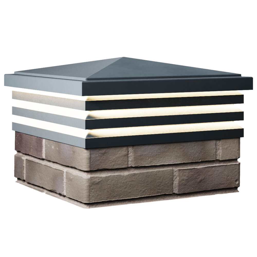 Колпак Zking Бона ХайТек Серый на столб 1.5х1.5 кирпича (385х385мм) с подсветкой в Нефтеюганске фото