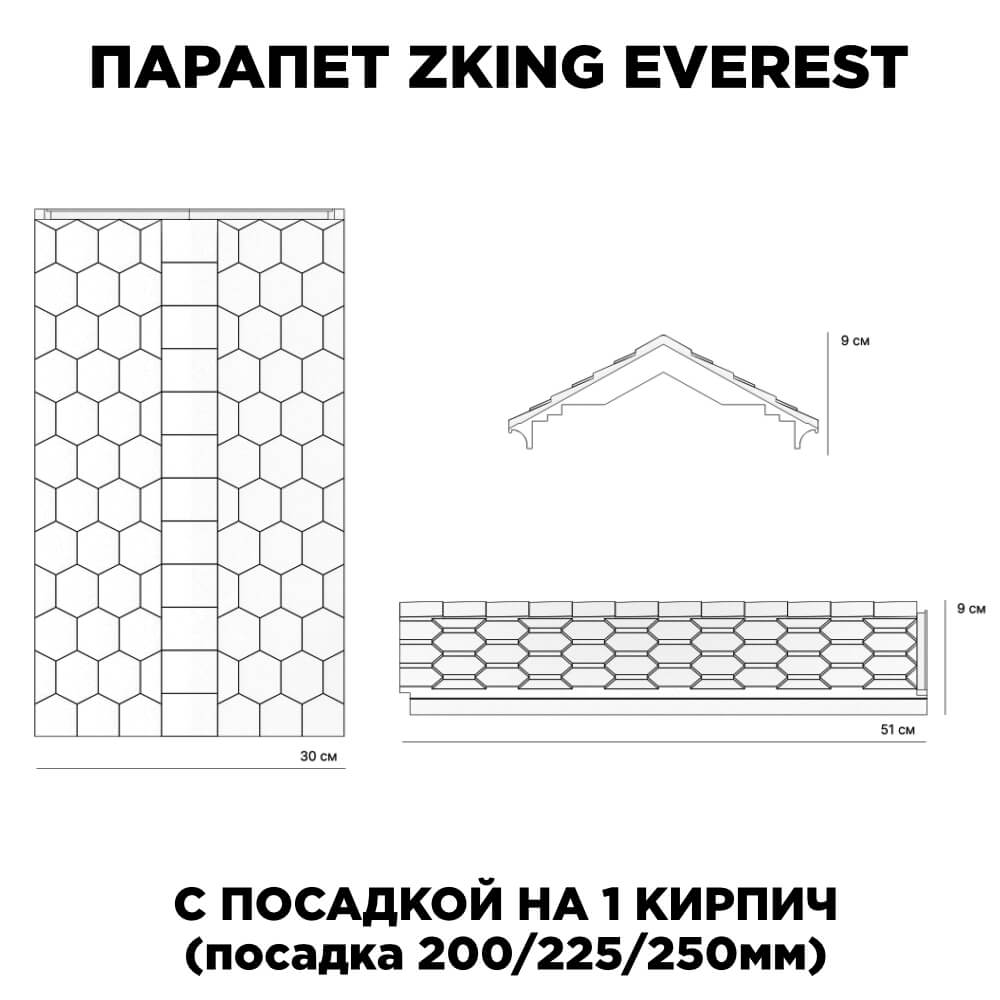 Парапет Zking Эверест Зеленый с посадкой на 1 кирпич (200/225/255мм) в Нефтеюганске фото