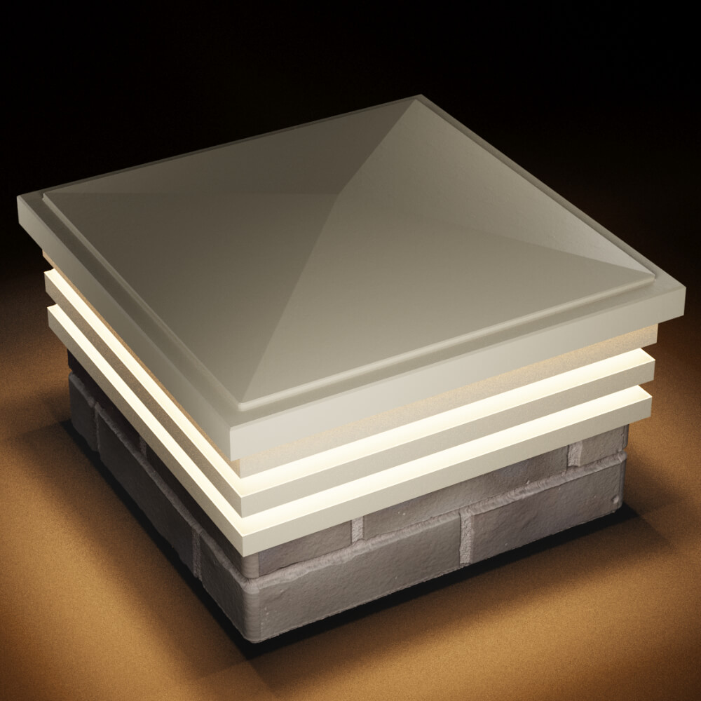 Колпак Zking Бона ХайТек Бежевый на столб 1.5х1.5 кирпича (385х385мм) с подсветкой в Нефтеюганске фото