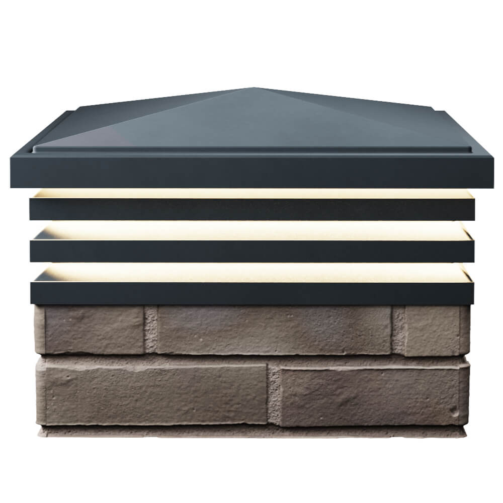 Колпак Zking Бона ХайТек Серый на столб 1.5х1.5 кирпича (385х385мм) с подсветкой в Нефтеюганске фото