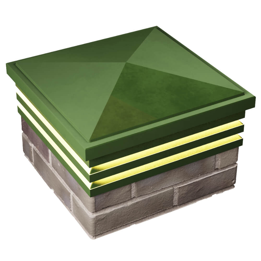 Колпак Zking Бона ХайТек Зеленый на столб 1.5х1.5 кирпича (385х385мм) с подсветкой в Нефтеюганске фото