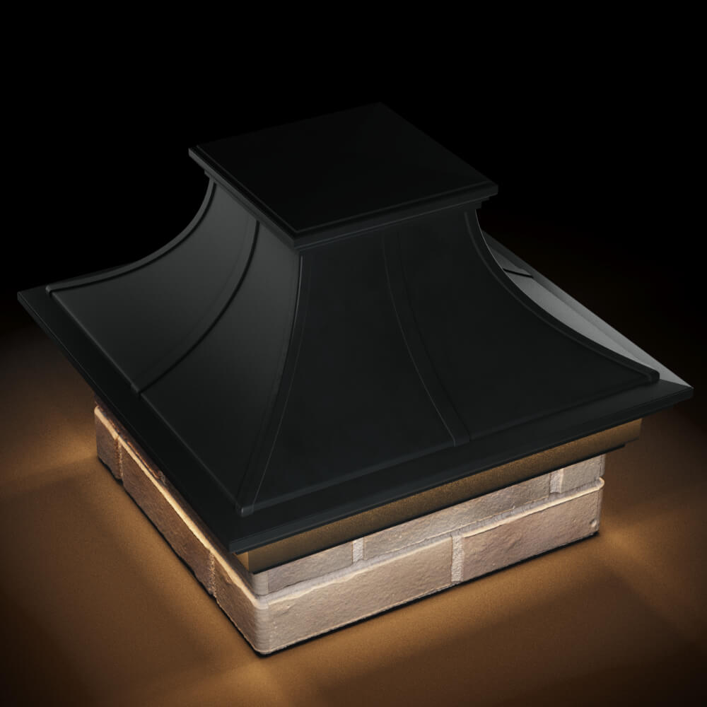 Колпак Zking Монблан Премиум Черный на столб 1.5х1.5 кирпича (385х385мм) с подсветкой в Нефтеюганске фото
