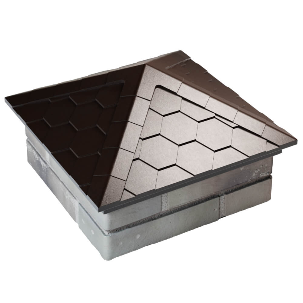 Колпак Zking Эверест Коричневый на столб 1.5х1.5 кирпича (390х390мм) в Нефтеюганске фото