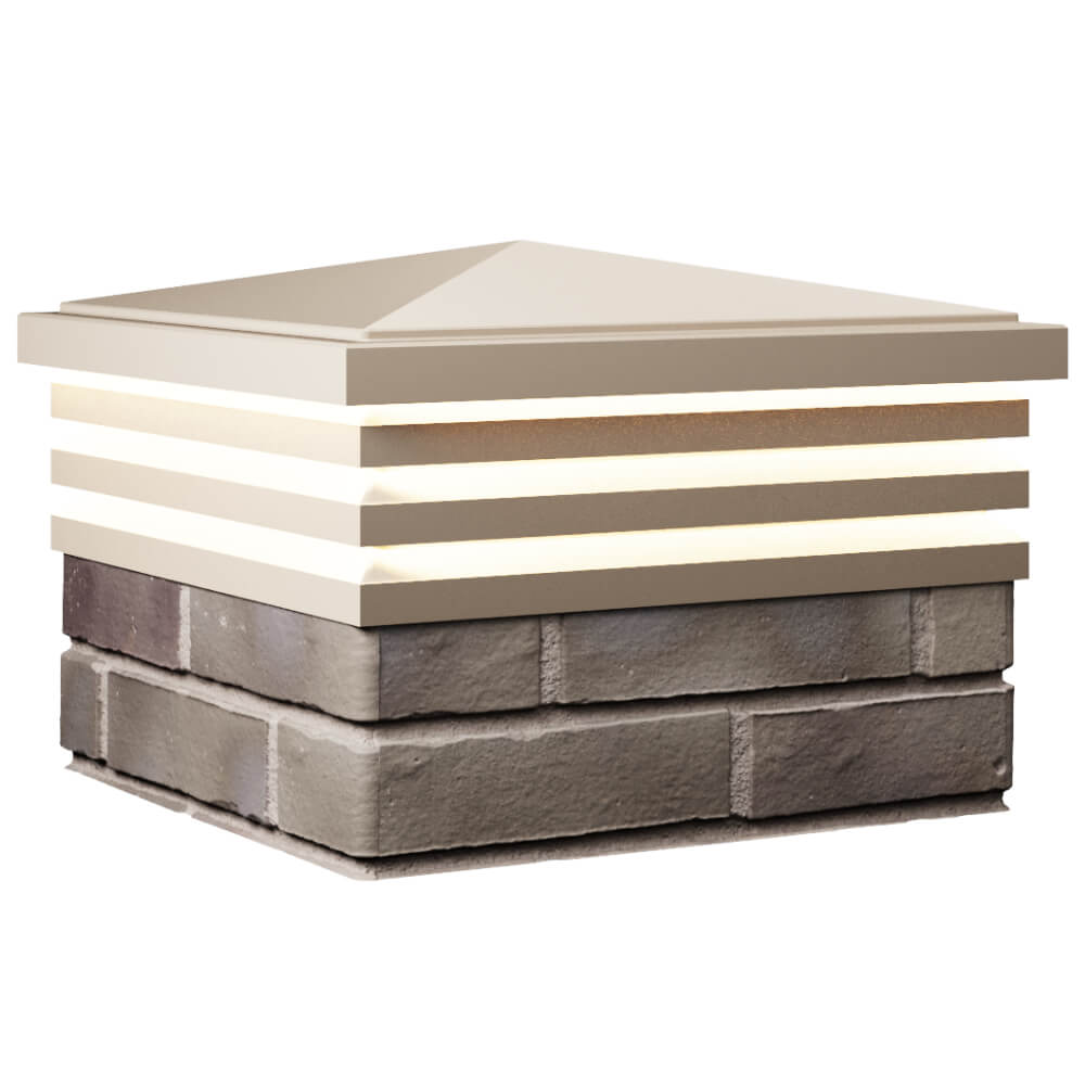 Колпак Zking Бона ХайТек Бежевый на столб 1.5х1.5 кирпича (385х385мм) с подсветкой в Нефтеюганске фото