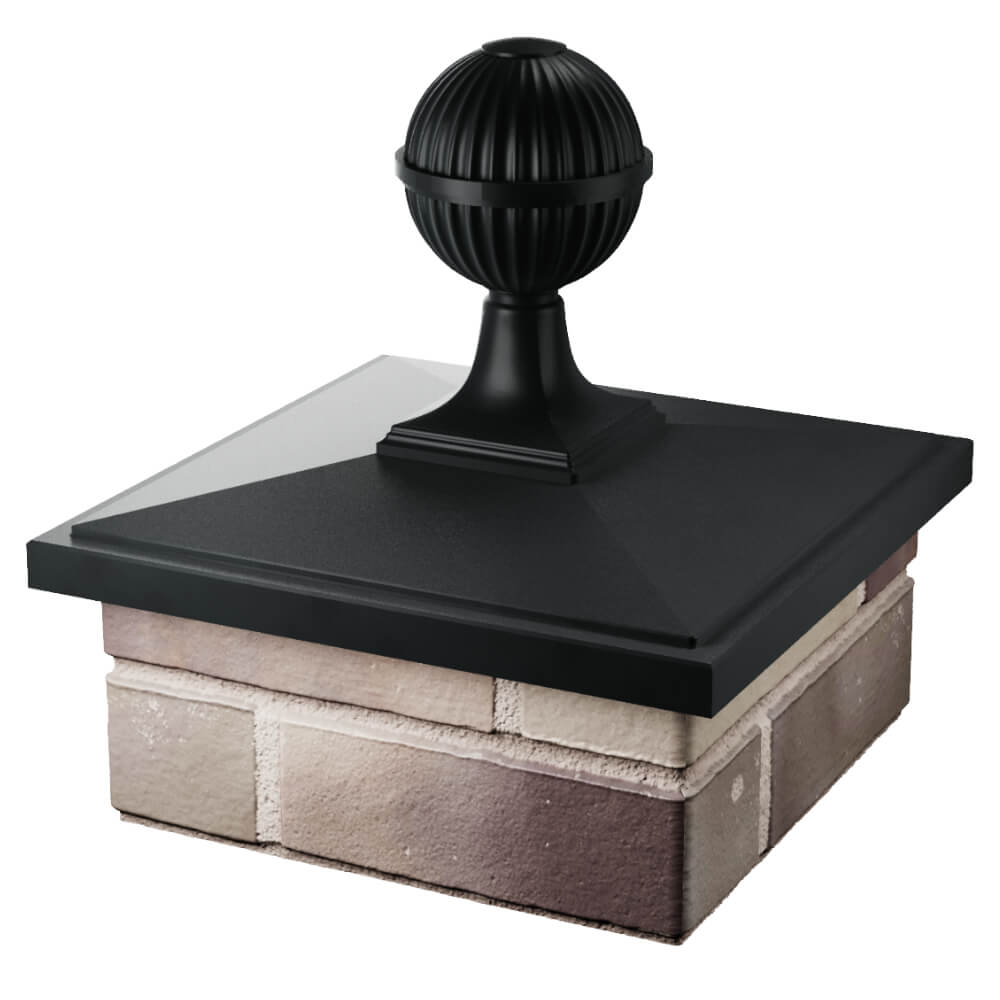 Колпак Zking БонаМоно Черный с шаром на столб 1.5х1.5 кирпича (385х385, 400х400мм) в сборе в Нефтеюганске фото