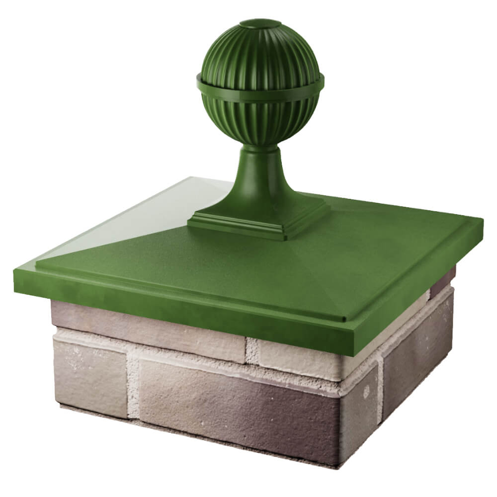 Колпак Zking БонаМоно Зеленый с шаром на столб 1.5х1.5 кирпича (385х385, 400х400мм) в сборе в Нефтеюганске фото