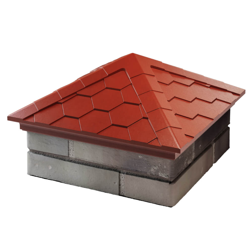 Колпак Zking Эверест Красный на столб 1.5х1.5 кирпича (390х390мм) в Нефтеюганске фото