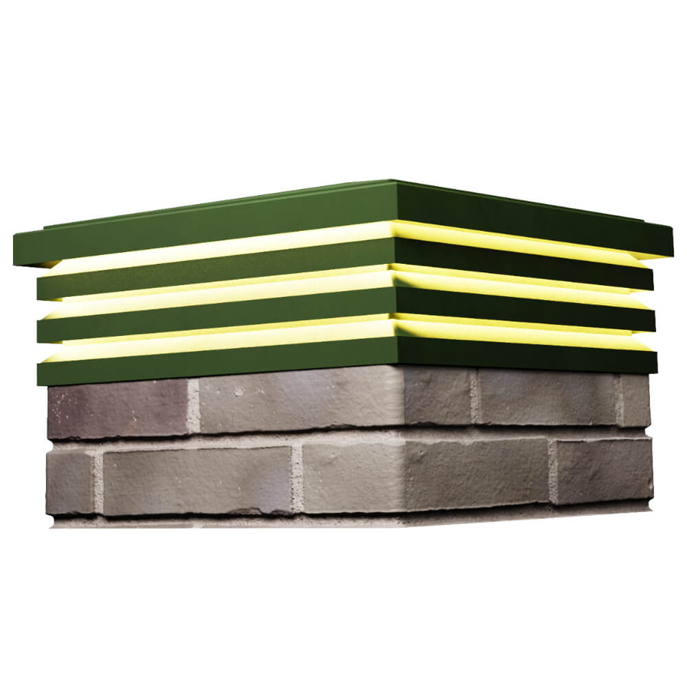 Колпак Zking Бона ХайТек Зеленый на столб 1.5х1.5 кирпича (385х385мм) с подсветкой в Нефтеюганске фото