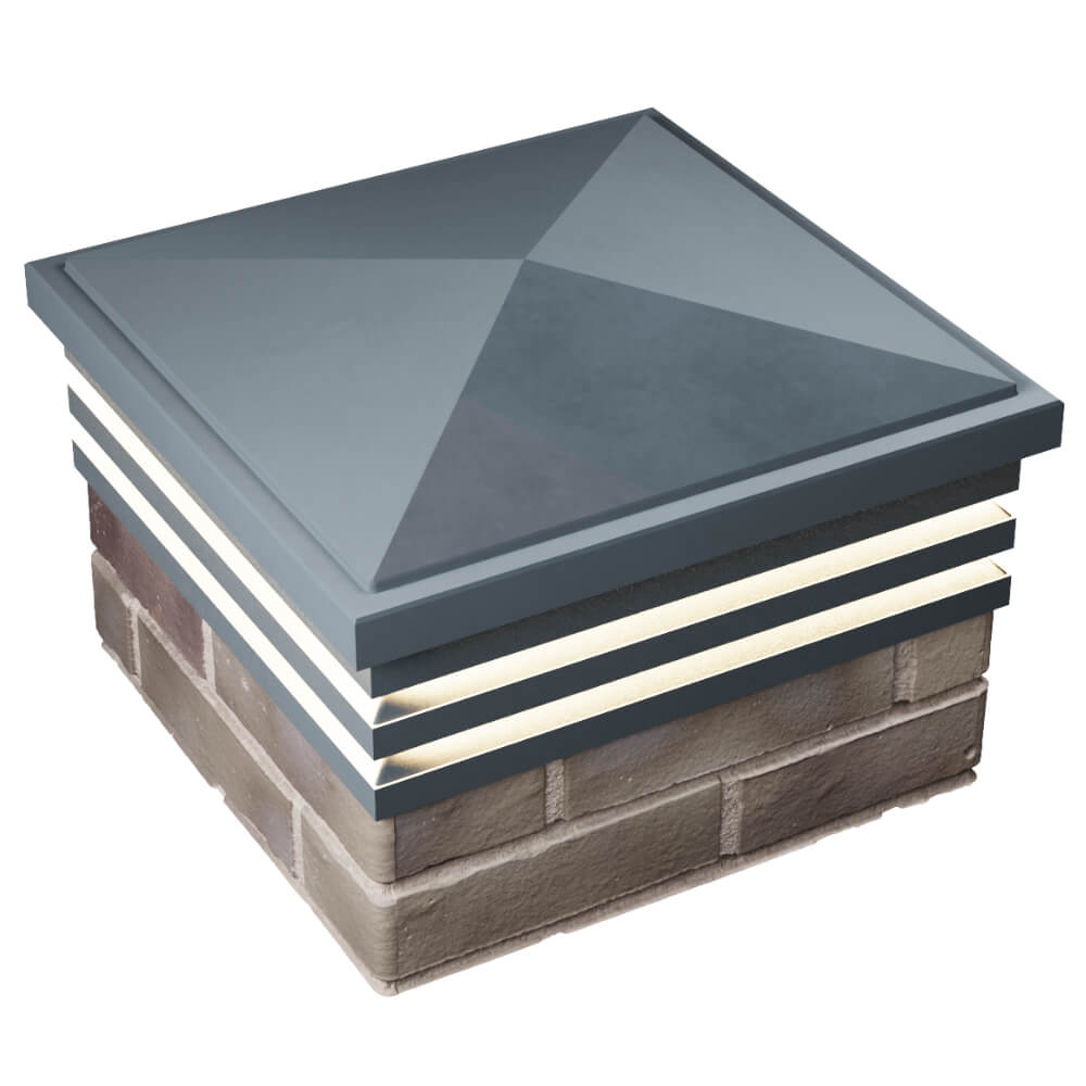 Колпак Zking Бона ХайТек Серый на столб 1.5х1.5 кирпича (385х385мм) с подсветкой в Нефтеюганске фото