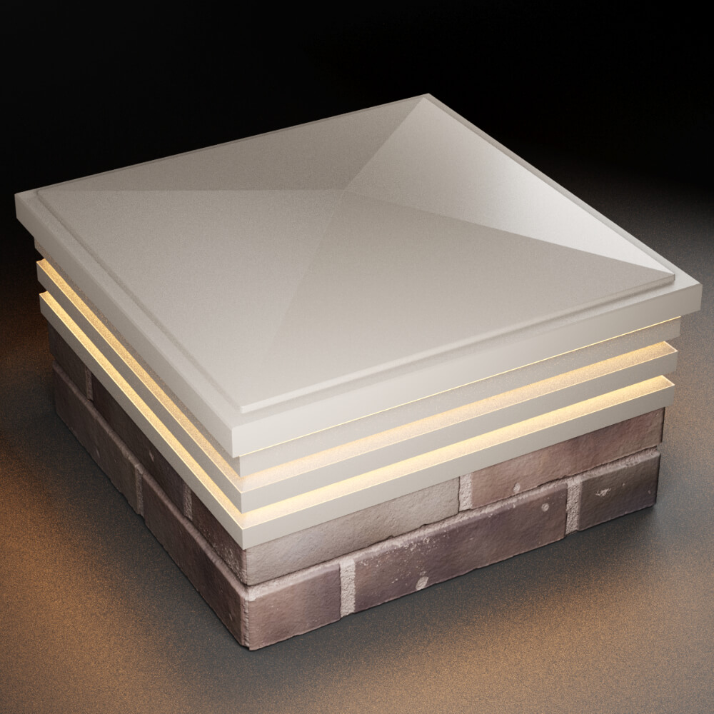 Колпак Zking Бона ХайТек Бежевый на столб 2х2 кирпича (513х513мм) с подсветкой в Нефтеюганске фото