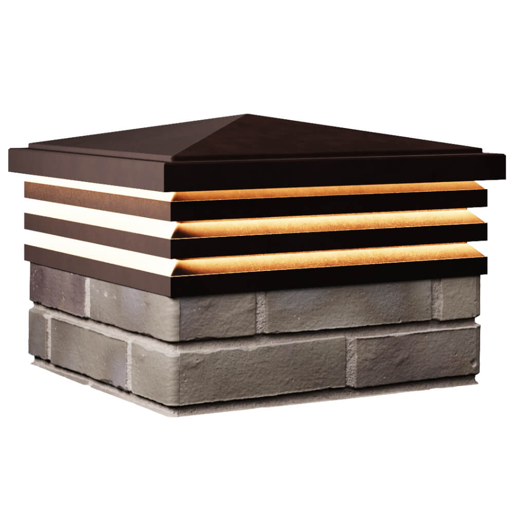 Колпак Zking Бона ХайТек Коричневый на столб 1.5х1.5 кирпича (385х385мм) с подсветкой в Нефтеюганске фото