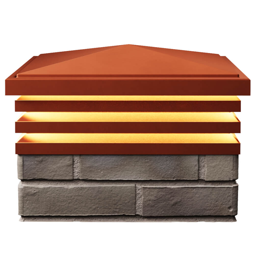 Колпак Zking Бона ХайТек Красный на столб 1.5х1.5 кирпича (385х385мм) с подсветкой в Нефтеюганске фото