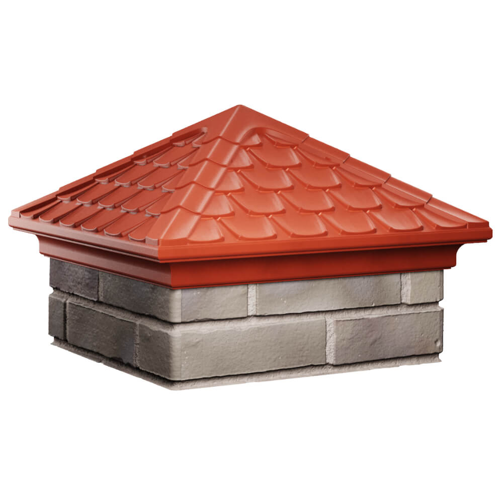 Колпак Zking Эльбрус Красный на столб 1.5х1.5 кирпича (385х385мм) в Нефтеюганске фото