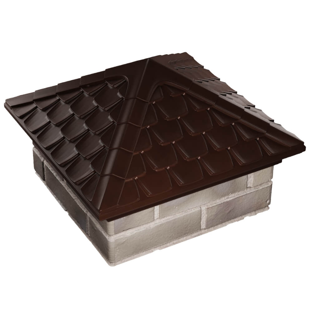 Колпак Zking Эльбрус Коричневый на столб 1.5х1.5 кирпича (385х385мм) в Нефтеюганске фото