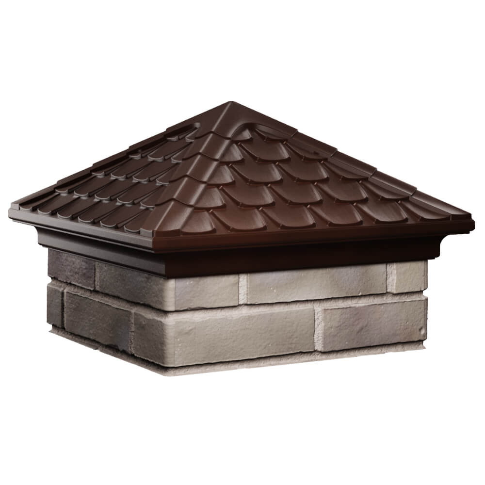 Колпак Zking Эльбрус Коричневый на столб 1.5х1.5 кирпича (385х385мм) в Нефтеюганске фото