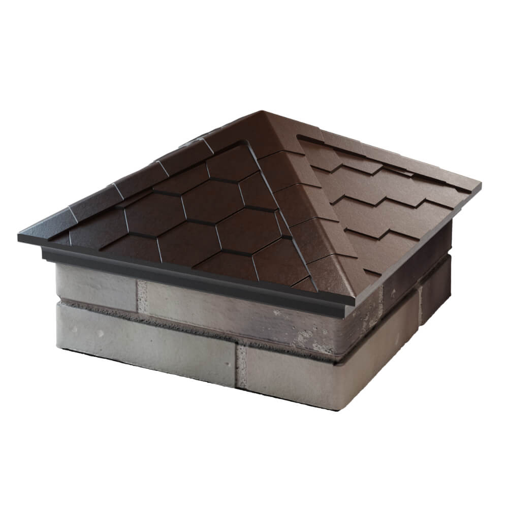 Колпак Zking Эверест Коричневый на столб 1.5х1.5 кирпича (390х390мм) в Нефтеюганске фото