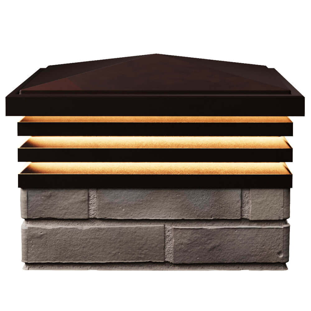 Колпак Zking Бона ХайТек Коричневый на столб 1.5х1.5 кирпича (385х385мм) с подсветкой в Нефтеюганске фото